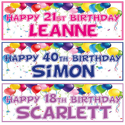 PERSONALISED BANNERS NAME AGE PHOTO BIRTHDAY star 18th 21st 30th 40th pink G1 