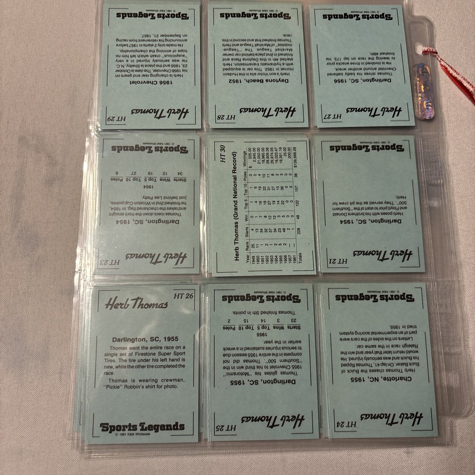 1991 K&M Wholesale Herb Thomas Racing Card Prototype Card Sports