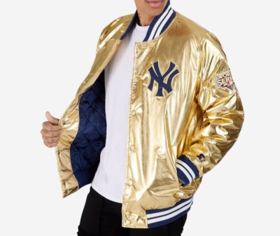 New York Yankees Starter Jacket Satin BNWT MLB Gold 2009