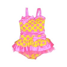 Girl Weissman Surf Crazy 9350 Pink Polka Dot Skirted Dance Costume Size XSC