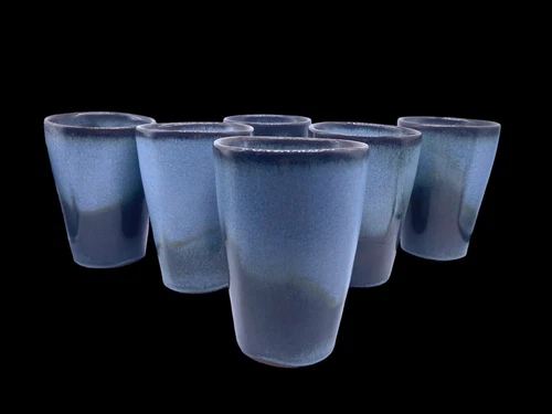 Frankoma Pottery Cups Tumblers Set Lot 6 5ml No Handles Vintage 4.75" Tall Rare