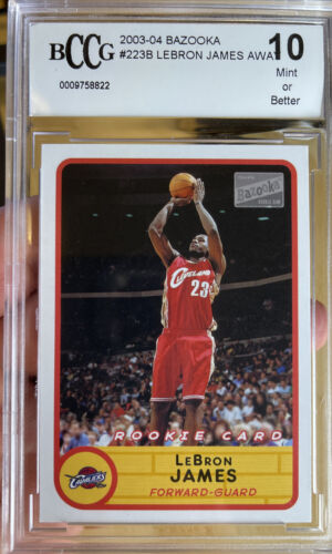 2003 Topps Bazooka Gold Lebron James Rookie Red Jersey Away BCCG 10 Gem Mint - Picture 2 of 3