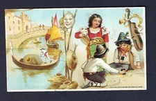 c1890's Trade Card Arbuckle Bros. Italy, Gondolier, Children Playing Dice