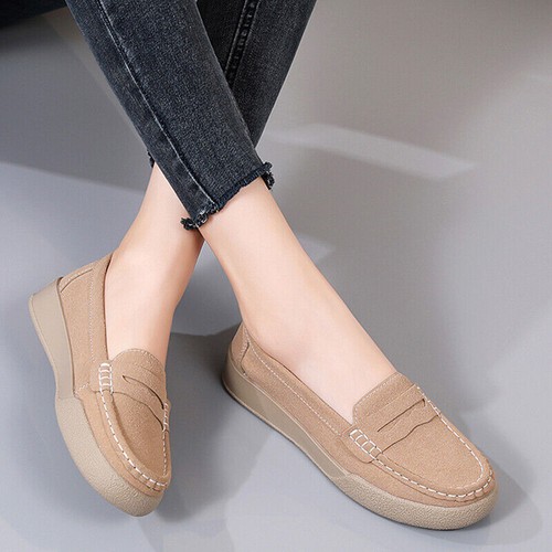 Mocasines antideslizantes cómodos cómodos para caminar de gamuza sintética con puntera redonda para damas - Imagen 11 de 21