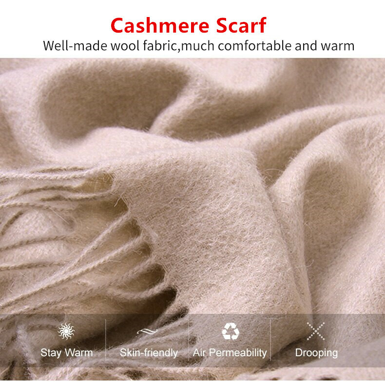 Women's Winter Scarf | Oversized Mohair-Look Chunky Scarf | Cashmere Feel Acrylic Wrap | 82.7x13.8 Inches With Tassels