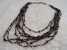 Multi Strand Gray Red Bead Necklace B14