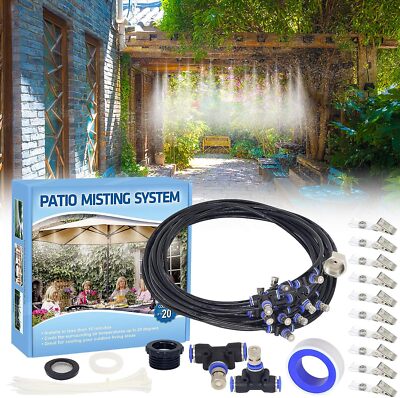 20-98ft Outdoor Patio Water Mister Nozzle Misting Cooling System Fan Cooler
