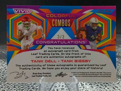 Tank Dell Bigsby 2023 LEAF VIVID COLORFUL COMBOS ORANGE Ice CC-44 AUTO #/3 - Picture 2 of 3