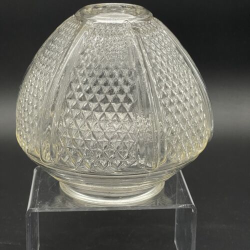 Vintage Art Deco Glass Light Pendant Globe Diamond Panels Vertical Lines - Picture 1 of 13