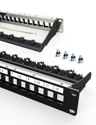 Enmane 12-Port Blank Patch Panel Geschirmt Schwarz