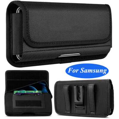 For Samsung Galaxy S24 FE S23 S22 Nylon Belt Clip Holster Carrying Pouch Case