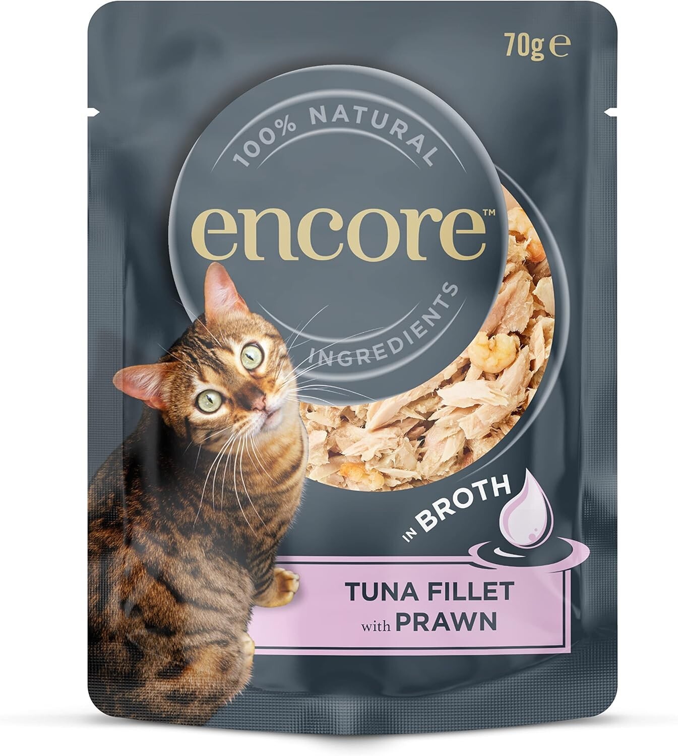 Encore 100 Natural Wet Cat Food Tuna Fillet with Prawn in Broth Pack