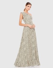 IEENA For Mac Duggal One Shoulder Animal Print Maxi Dress in Dalmatian
