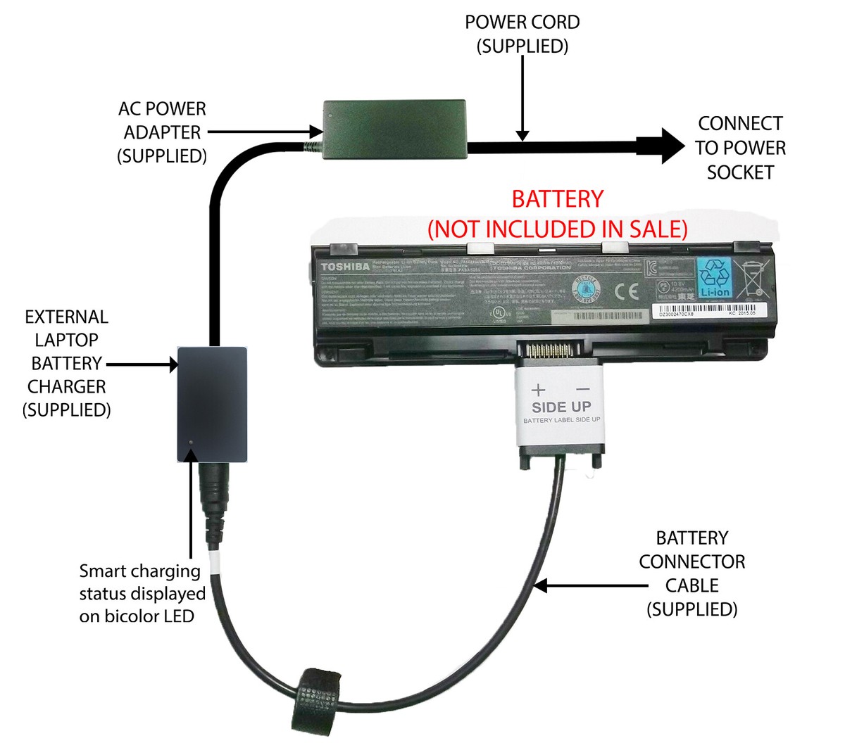 External Laptop Battery Charger for Toshiba Satellite C70-A C75D-A