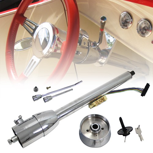 28" Tilt Manual Steering Column With Key & 9 Bolt Adapter Chrome ...