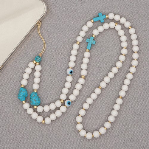 Turquoise Mobile Phone Chain Hanging Neck Strap Beaded Charm Lanyard - 第 10/12 張圖片