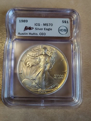 1989 American Silver Eagle ICG MS70 Perfect Gem BU $1 ASE 1 Oz .999 Silver Slab