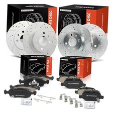 Front and Rear Drilled and Slotted Disc Brake Rotors Ceramic Pads Kit