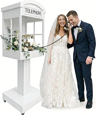 Audio Guest Book Stand Telephone Booth Box Recording Table for Wedding Party