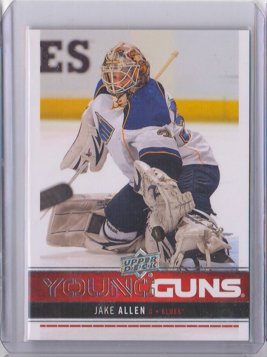 2012-13 UPPER DECK SERIES ONE HOCKEY JAKE ALLEN YOUNG GUNS NO 244 DEVILS