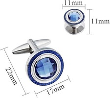 Crystal Cufflinks and Studs Sets for Men's Tuxedo Shirts,Including One Blue
