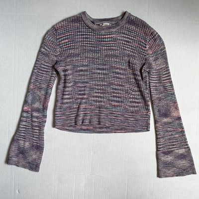 Sincerely Jules Long Bell Sleeve Striped Sweater Women s Medium Purple Pink