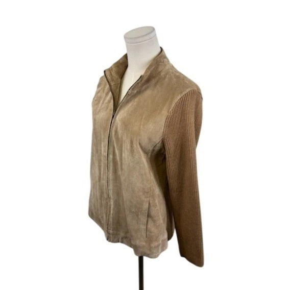 Pendleton Suede Leather Jacket Merino Wool Blend Size PM Petite Medium - Image 2 of 4