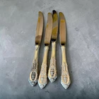 4 Wallace Rose Point  9” Sterling Silver Handle Stainless Blade Dinner Knives