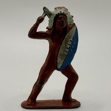 BARCLAY MANOIL Indian With Shield Tomahawk Large 3" Vintage 1930s Hollow Base