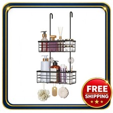 Stainless Steel Hanging Shower Caddy Organizer with Hooks and Suction Cups