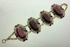 Vintage Filigree Purple Amethyst Link Bracelet Elegant Art Deco Jewelry JJ822