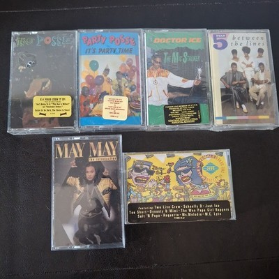 Lot Of 6 Hip Hop Cassette Tapes: Dr Ice Wee Papa Party Posse K9 May Sealed Hype