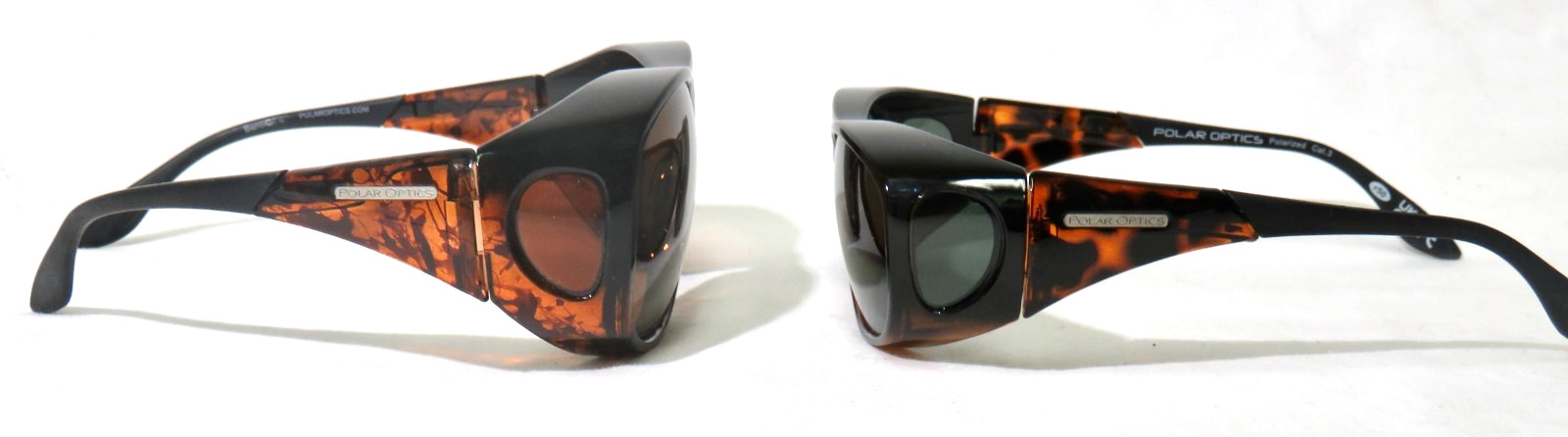 Lot of 2 Pairs of Polar Optics Fit Over Style Sunglasses , Tortoise plastic