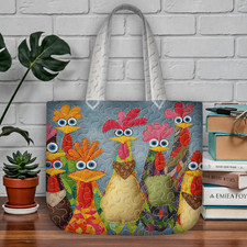 Personalized Chickens Quilted Tote Bag, Shoulder Bag For Women