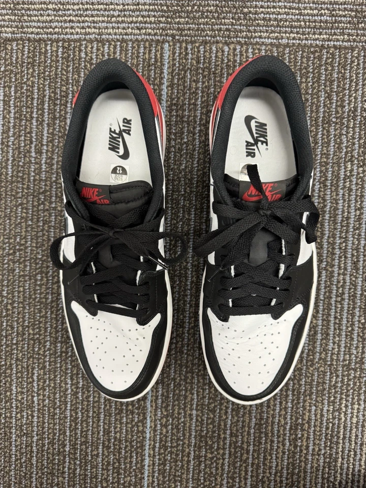 Men’s Nike Jordan 1 Low Black Toe, Size 12, CZ0790-106 - Image 3 of 4
