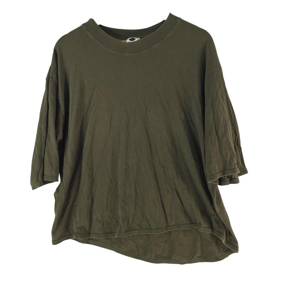 Bassike T-Shirt Womens M Green Cotton Crew Neck Oversized Relaxed Boxy 141841