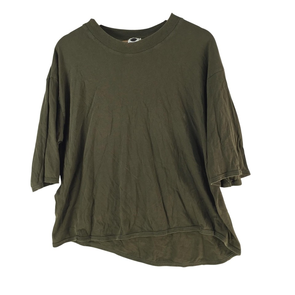 Bassike T-Shirt Womens M Green Cotton Crew Neck Oversized Relaxed Boxy 141841