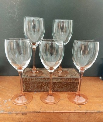 5 LUMINARC Weißweingläser rosa rosé Fuß- 0,2 l 19,5 cm Vintage Barware