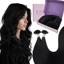 Haarverlängerung Echthaar Bondings 35cm - 50 Strähnen in Farbe 1, Tiefschwarz