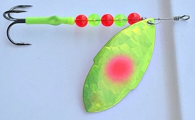 Pkg of 1 each Top Line SKS Series Spinner/Chartreuse SG w/Flame Red Dot