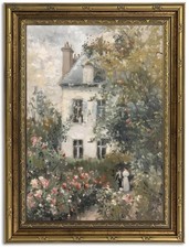 Gold Framed Vintage Floral Canvas Wall Art, Rose 11"L x 9"W,