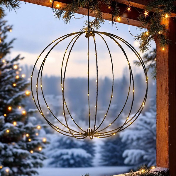 AußEn Licht Kugel Mit Timer 38Cm - 90 LED - Weihnachten Garten Deko Beleuchtung-image