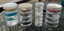 4 sets of Round Stacked Bead Gem Storage Holder Containers Organizer with beads