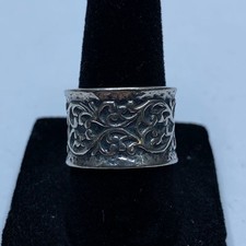 Sterling Silver Filigree Vine Wide Size 6.5 Ring 6.8g