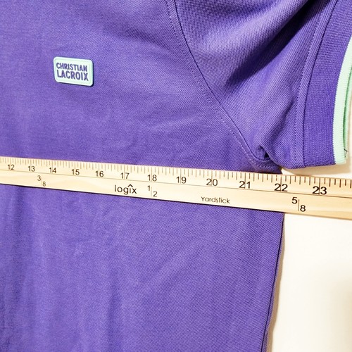 Christian Lacroix Mesh Polo Men's Shirt Short Sleeves Purple M 100% Cotton NWOT - 第 5/7 張圖片
