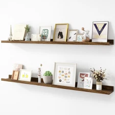 Acovy Picture Ledge Shelf, Wood Long Floating Shelves for Wall, Set of 2, 48 ...
