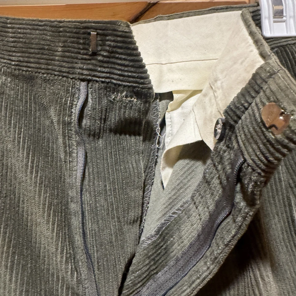 Pantalones de pana plisados verde oscuro LANDS END de colección para hombre talla 32 hechos en EE. UU. Foto 4 de 4