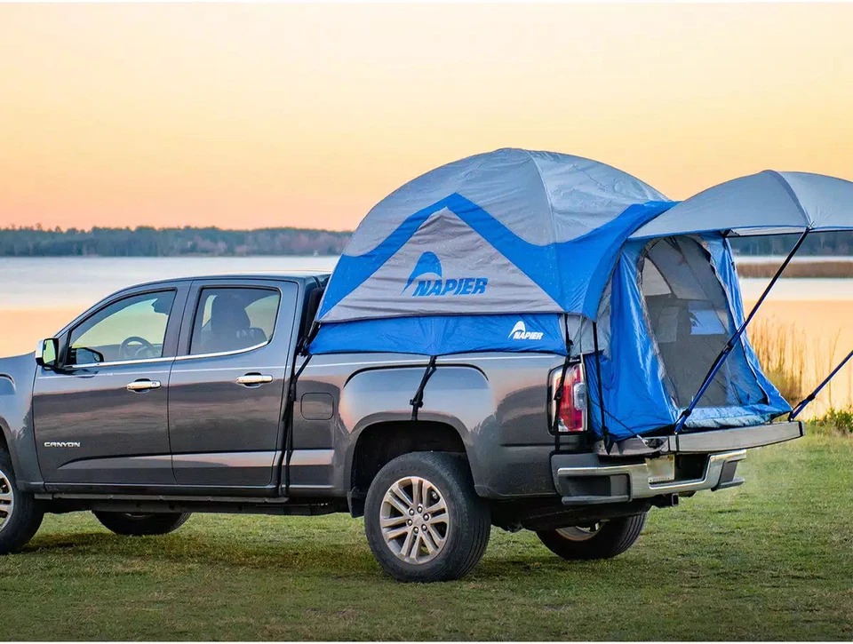 Napier Sportz Compact Short Truck Bed 2 Person Camping Tent w/ Sun Awning, Blue Foto 4 de 4