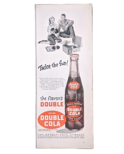 Retro Double Cola Print Ad 1956. Auslaufmodell Soda Drink Double Flavor - Bild 1 von 1