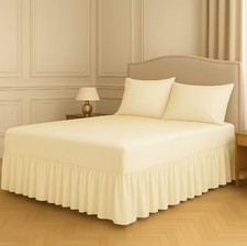 Polycotton Fitted Valance Sheet Bed Skirt 25cm Deep with 30cm All-Around Frill
